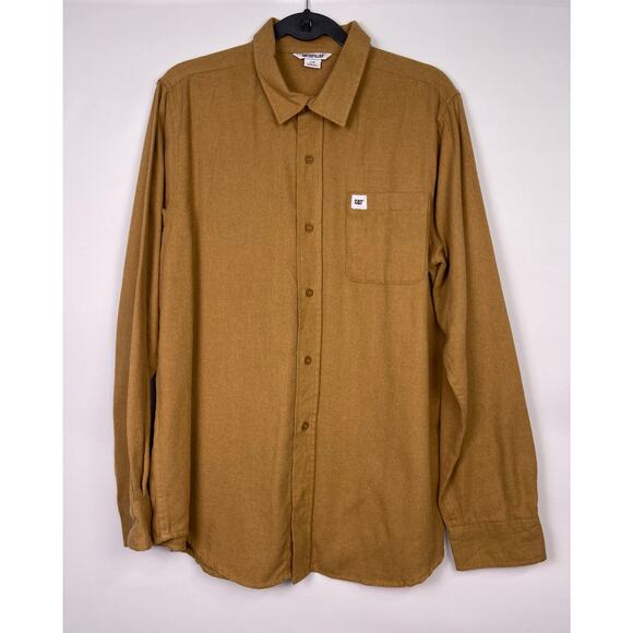 Caterpillar Brown Button Up Long Sleeve Utility Work Shirt Size Large - Picture 1 of 8